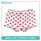 Biofresh Girls’ Antimicrobial Cotton Panty Boyleg Shorts 3 pieces in a pack UGPBG521