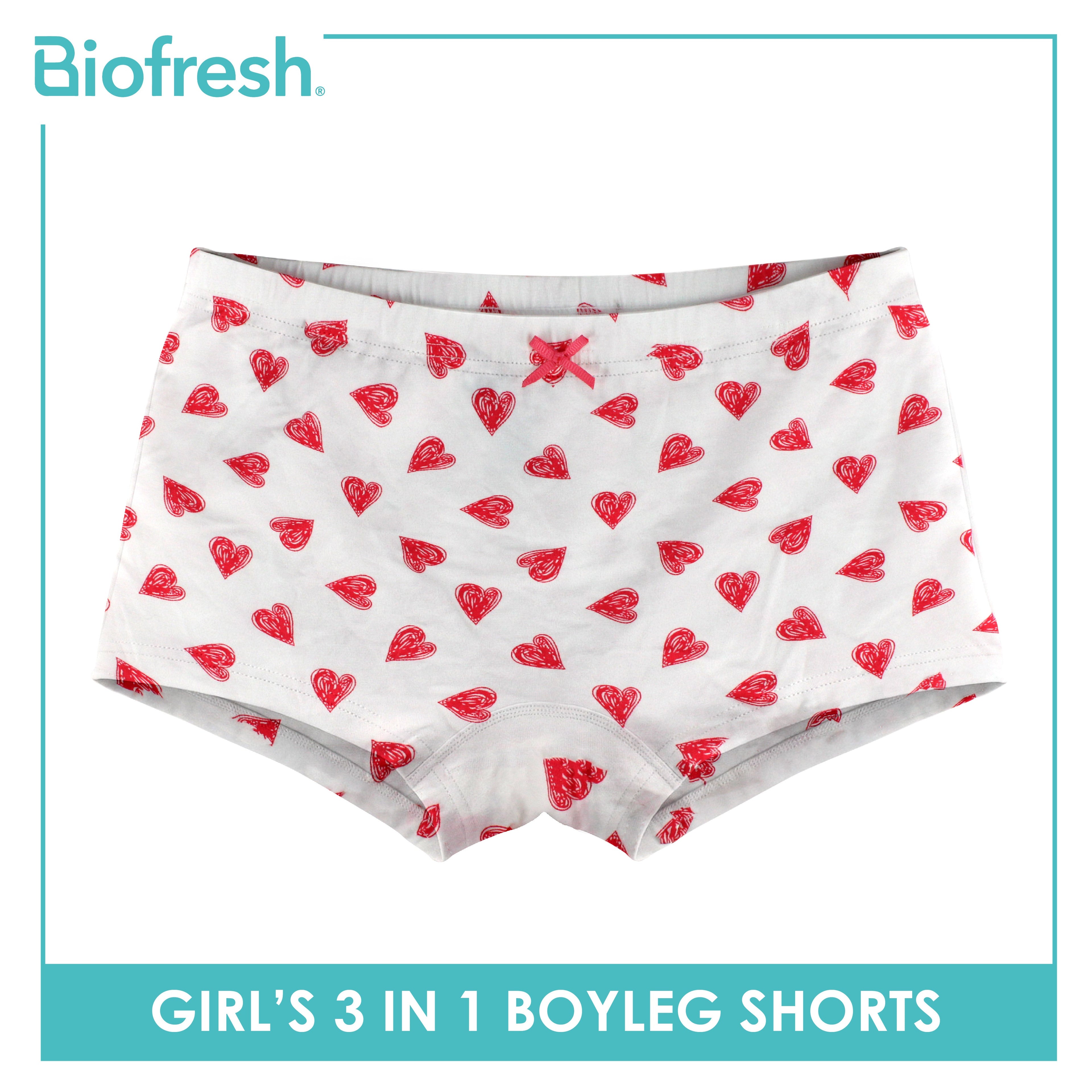 Biofresh Girls’ Antimicrobial Cotton Panty Boyleg Shorts 3 pieces in a pack UGPBG521
