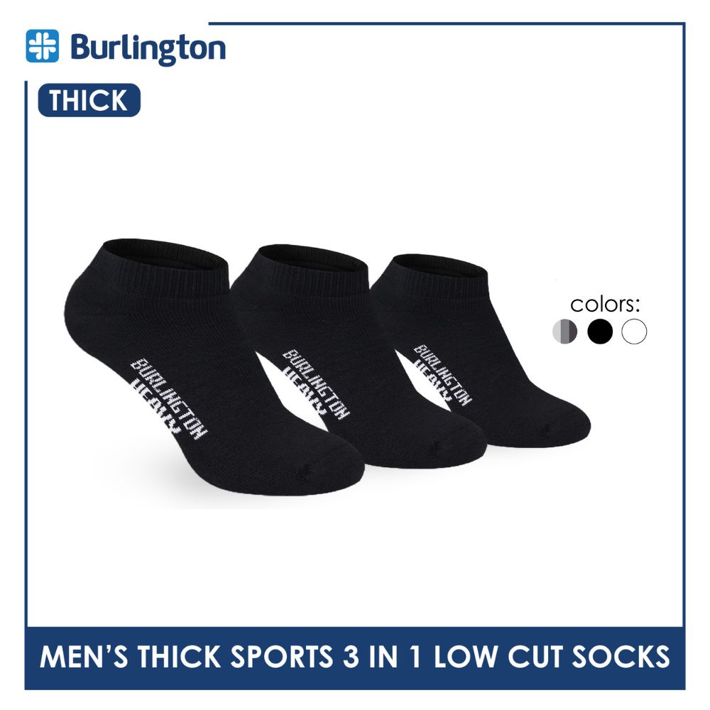 Burlington Men's Cotton Thick Sports Low Cut Socks 3 pairs in a pack 0220H