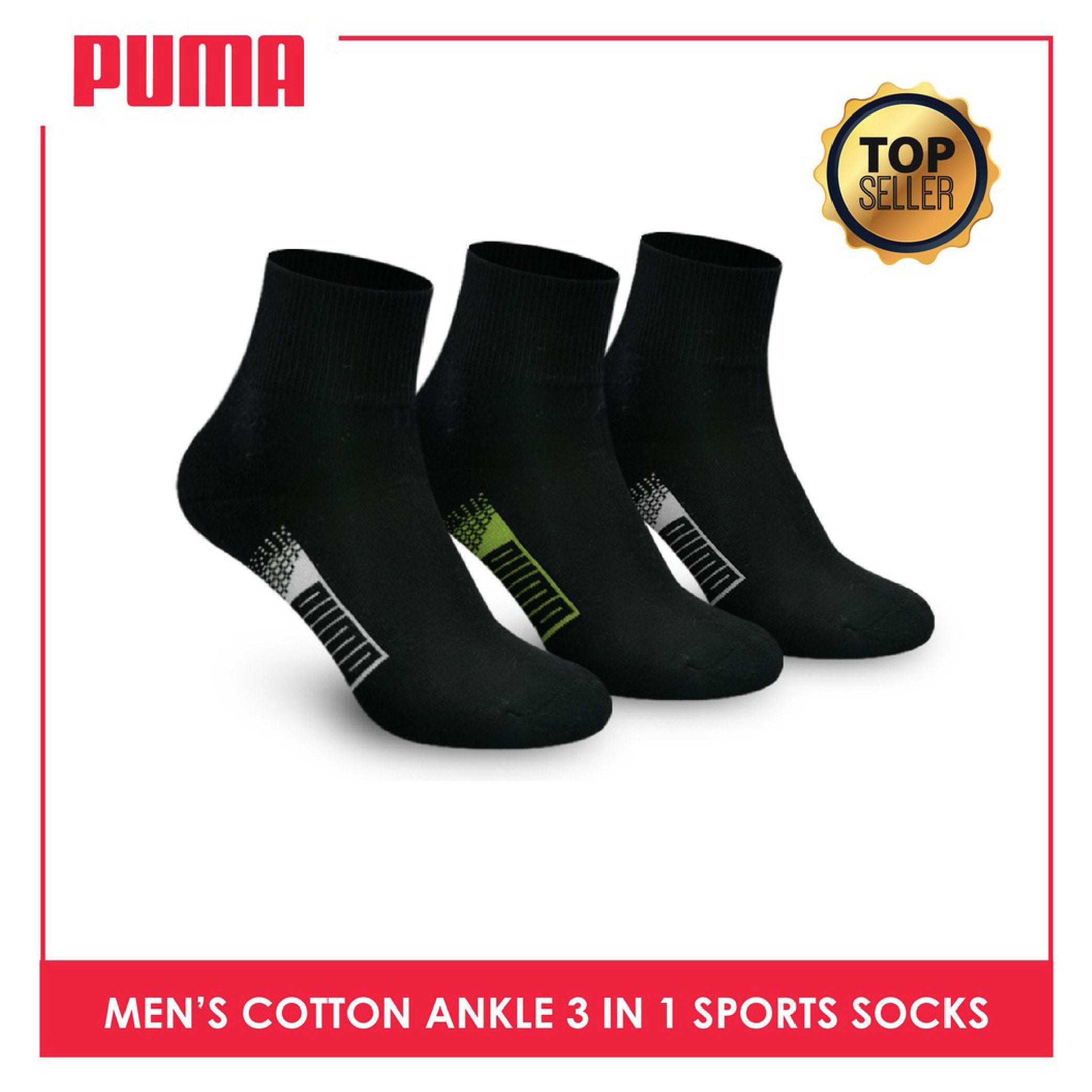Puma Men's Cotton Thick Sports Ankle Socks 3 pairs in a pack PMSKG9