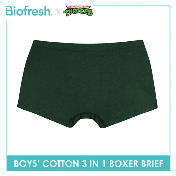 Biofresh | TMNT Boys’ Antimicrobial Cotton Boxer Brief 3 pieces in a pack NTBBBG533