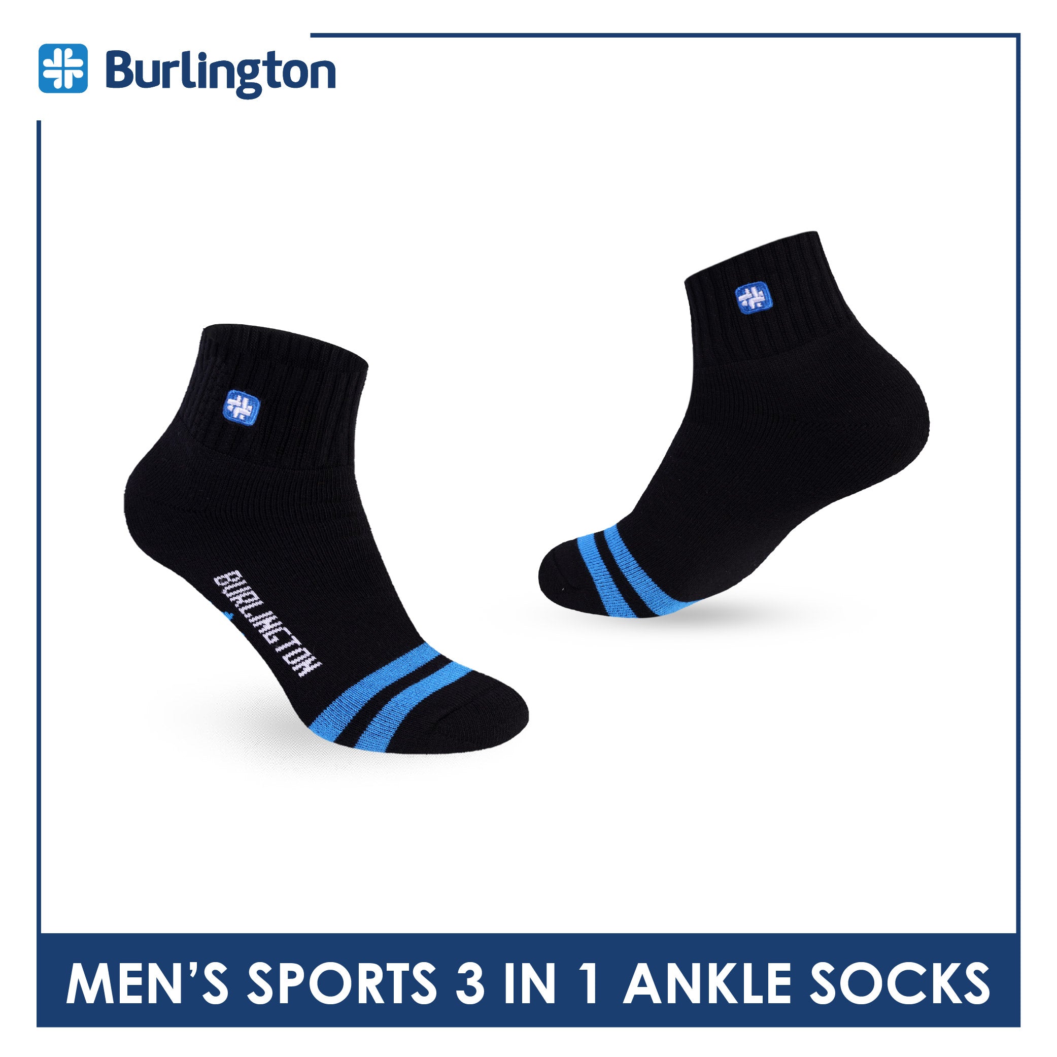 Burlington | Vintage Men’s Cotton Embroidered Thick Sports Ankle Socks 1 pair BMSEG611
