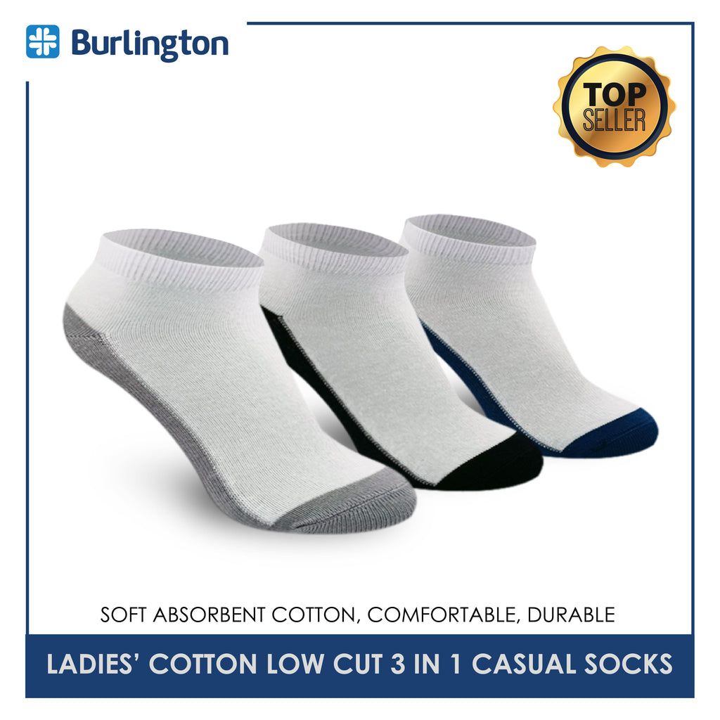 Burlington Ladies' Cotton Low Cut Lite Thin Casual Socks 3 pairs in 1 pack 621B