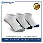Burlington Ladies' Cotton Low Cut Lite Thin Casual Socks 3 pairs in 1 pack 621B