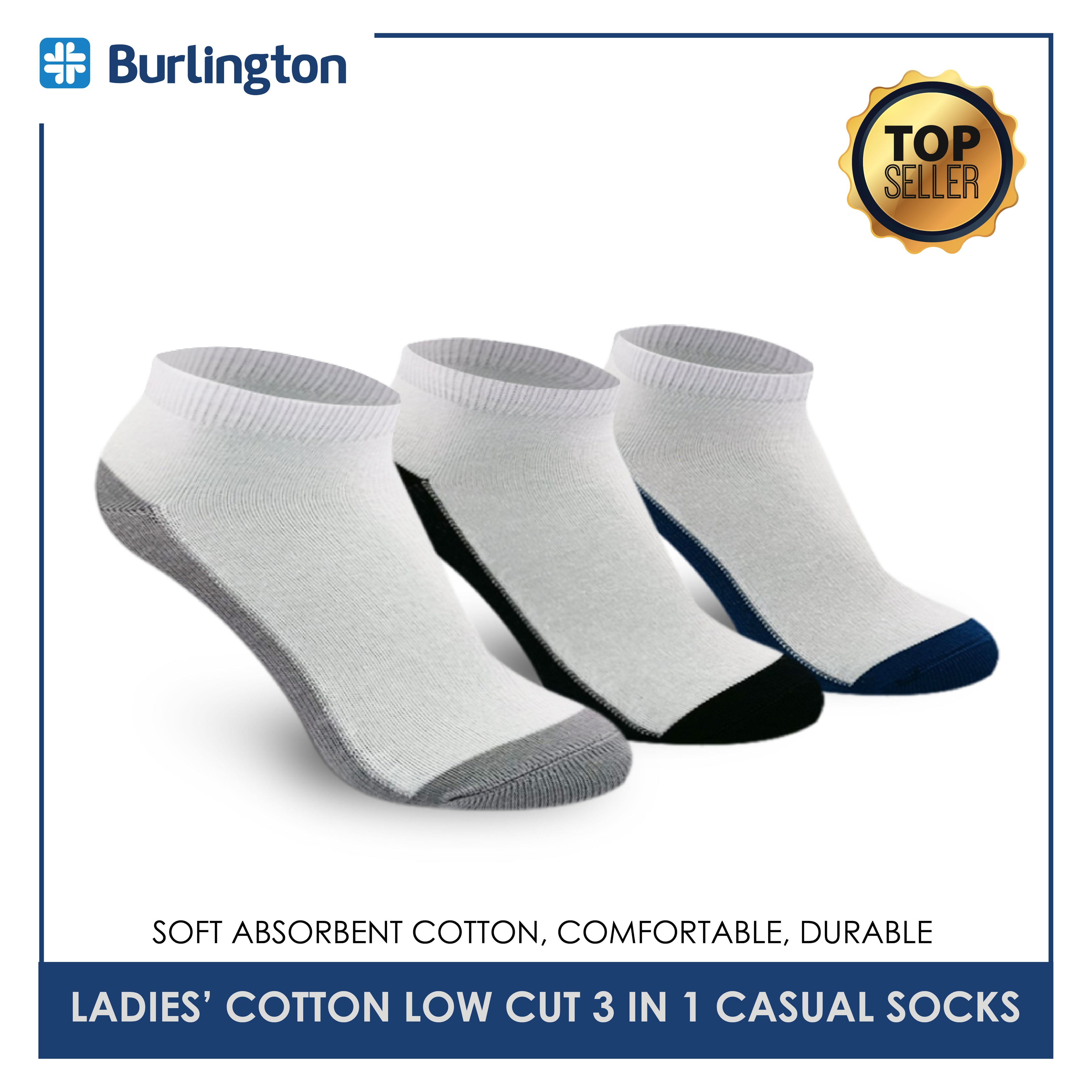 Burlington Ladies' Cotton Low Cut Lite Thin Casual Socks 3 pairs in 1 pack 621B
