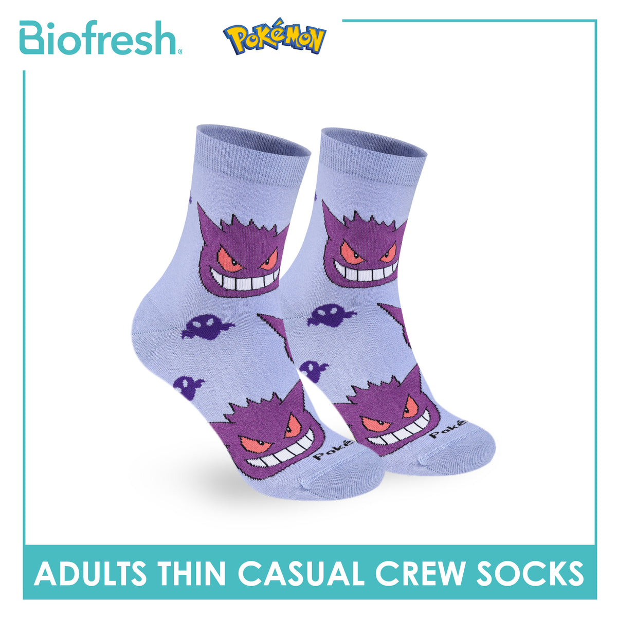 Biofresh | Pokemon Adults Antimicrobial Cotton Thin Casual Crew Socks 1 pair PKRMC631