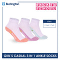 Burlington Girls’ Cotton Casual Ankle Socks 3 pairs in 1 pack BGCKG68