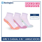 Burlington Girls’ Cotton Casual Ankle Socks 3 pairs in 1 pack BGCKG68