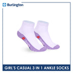 Burlington Girls’ Cotton Casual Ankle Socks 3 pairs in 1 pack BGCKG69