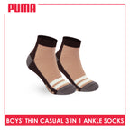 Puma Boys’ Cotton Thin Casual Ankle Socks 3 pairs in 1 pack PBCG612