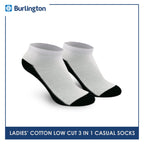 Burlington Ladies' Cotton Low Cut Lite Thin Casual Socks 3 pairs in 1 pack 621B