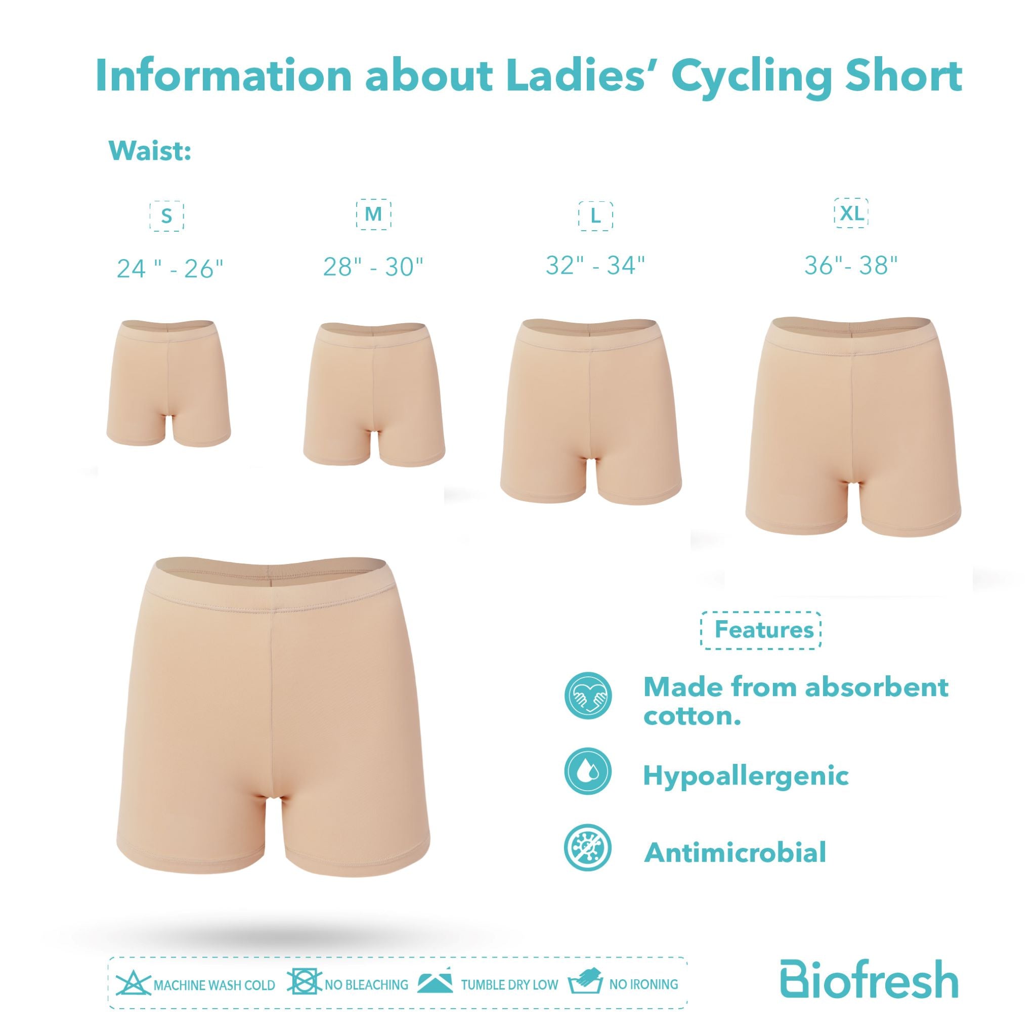 Biofresh Ladies’ Antimicrobial Innerwear Mid Rise Shorts 4" 1 piece ULBC1