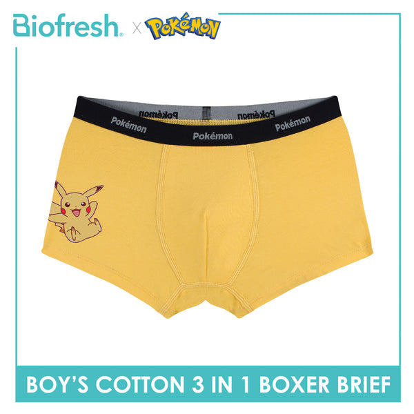 Biofresh | Pokemon Boys’ Antimicrobial Cotton Boxer Brief 3 pieces in a pack PKBBBG533