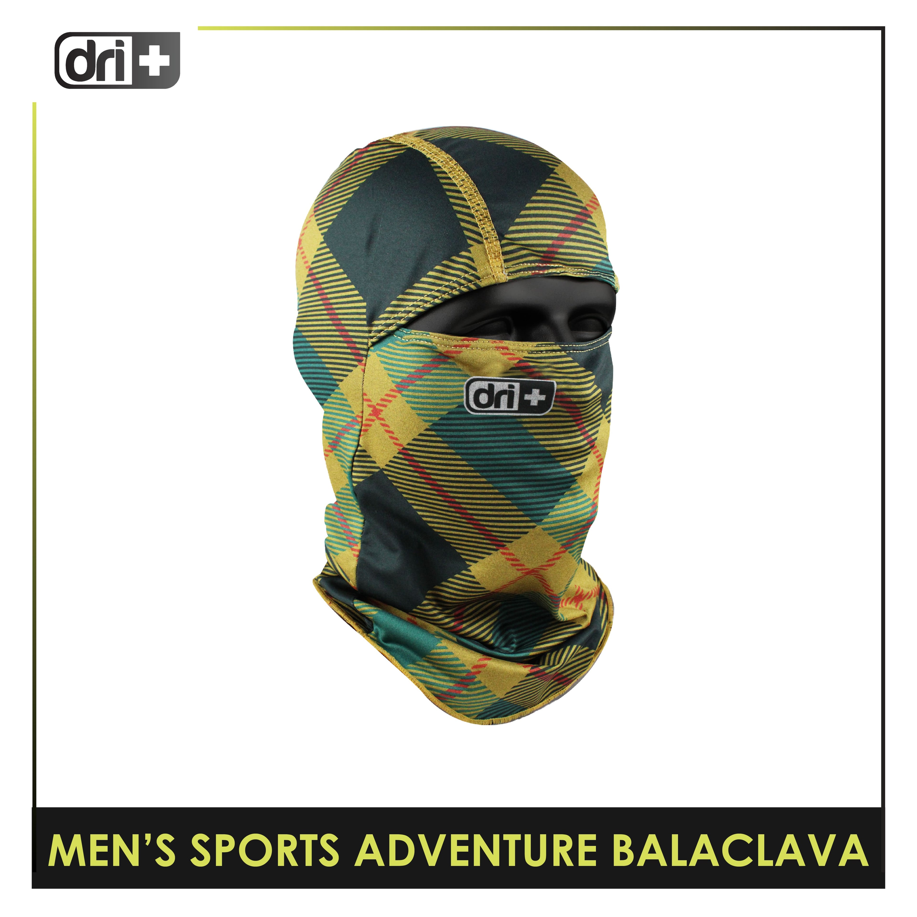 DRI+S-ADV Men's Dapper Plaid Washable Moisture Wicking Balaclava 1 piece DUMB521