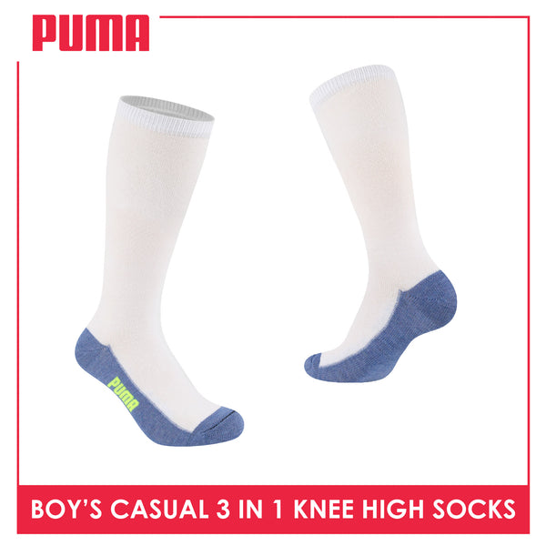 Puma Boys’ Cotton Thin Casual Knee High Socks 3 pairs in a pack PBKHG1