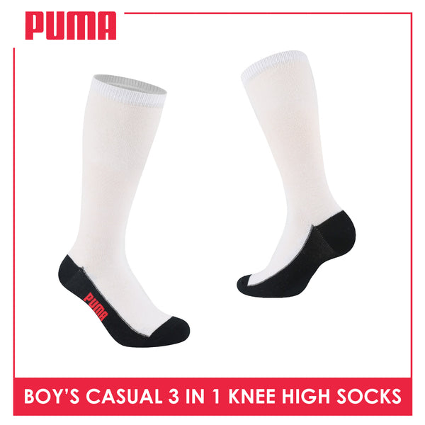 Puma Boys’ Cotton Thin Casual Knee High Socks 3 pairs in a pack PBKHG1