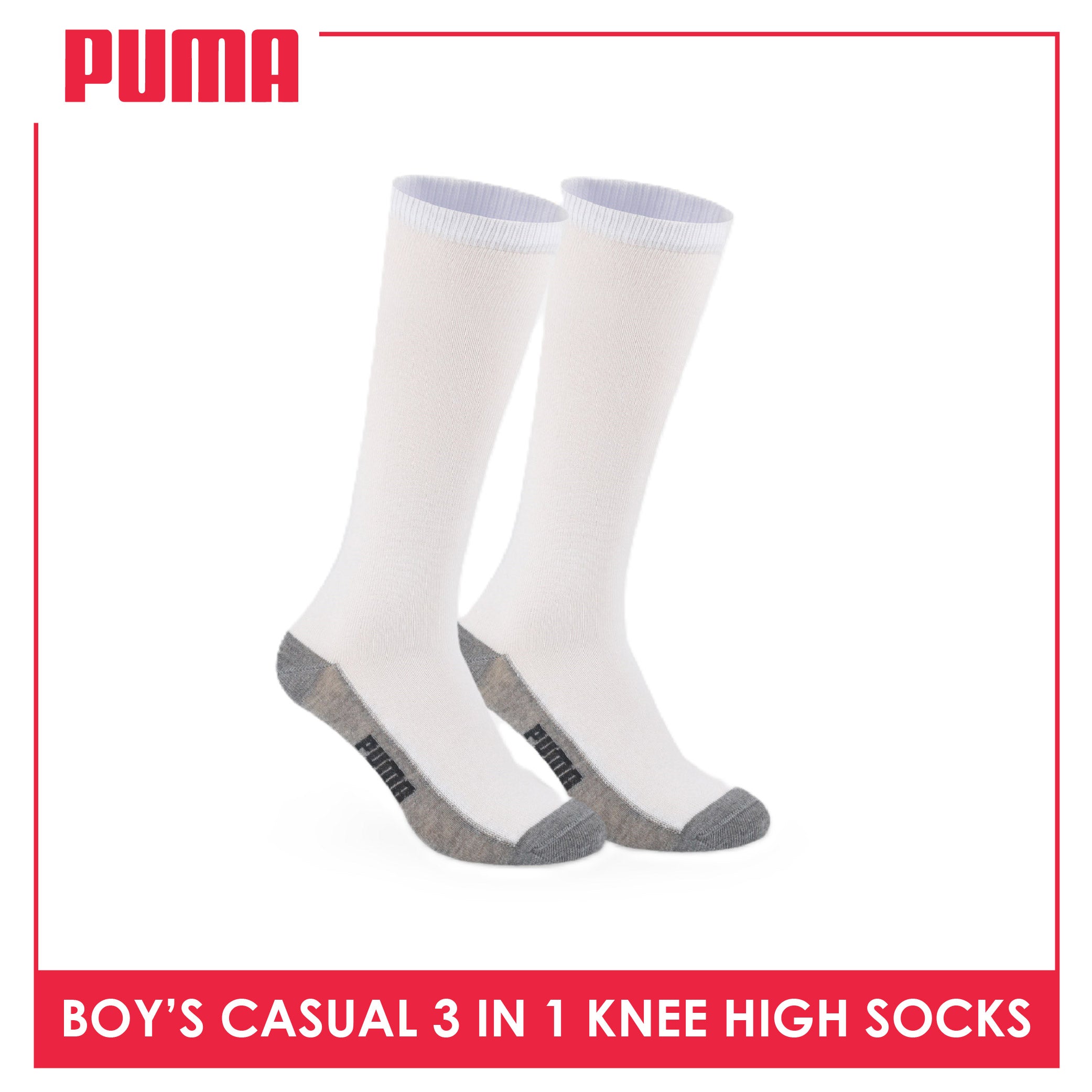 Puma Boys’ Cotton Thin Casual Knee High Socks 3 pairs in a pack PBKHG1