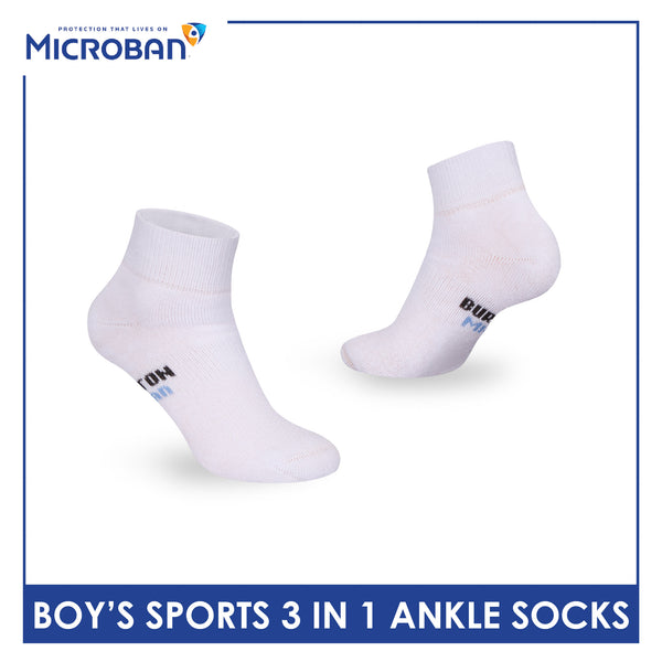 Microban Boys' Cotton Thick Sports Ankle Socks 3 pairs in a pack VBSKG14