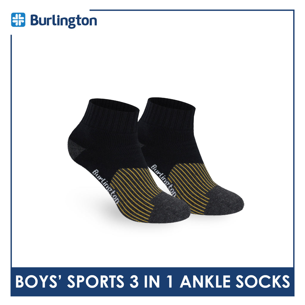 Burlington Boys’ Thick Sports Ankle Socks 3 pairs in 1 pack BBSG4401