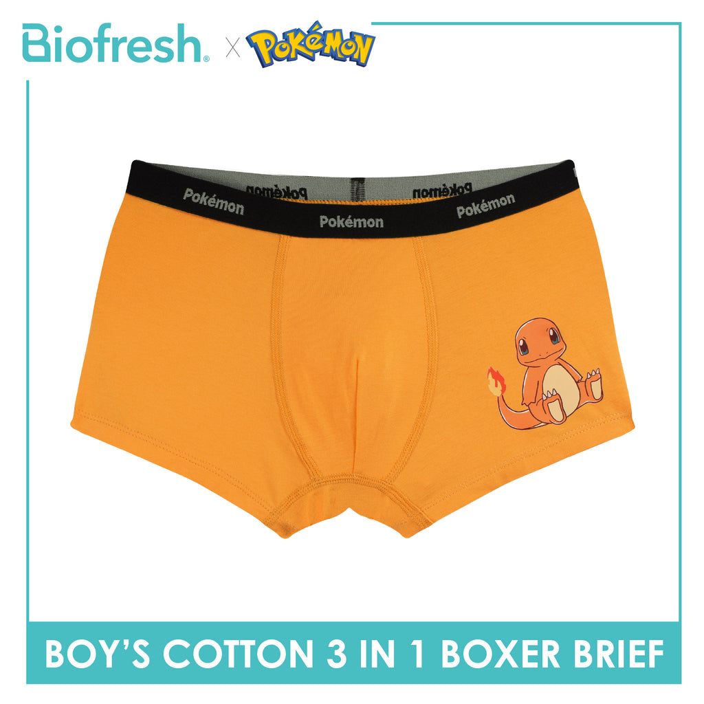 Biofresh | Pokemon Boys’ Antimicrobial Cotton Boxer Brief 3 pieces in a pack PKBBBG532