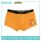Biofresh | Pokemon Boys’ Antimicrobial Cotton Boxer Brief 3 pieces in a pack PKBBBG532