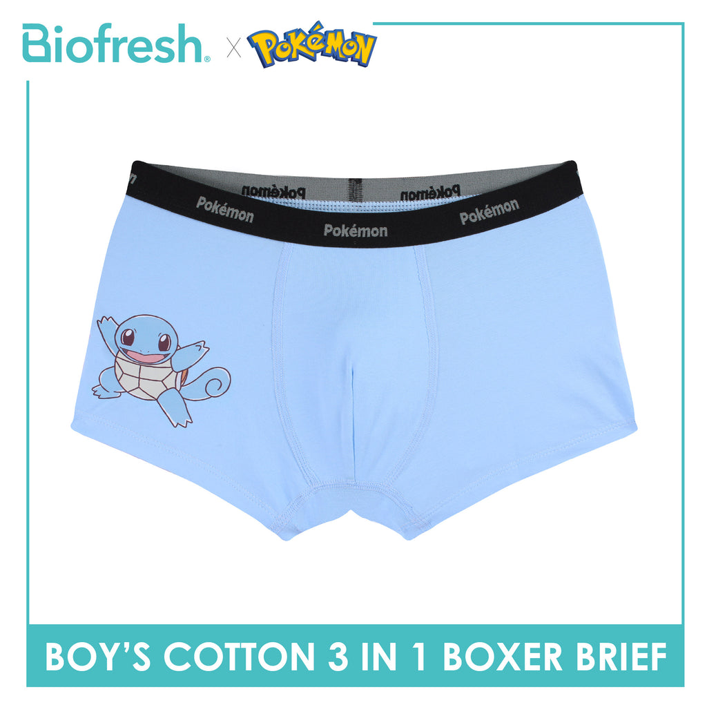 Biofresh | Pokemon Boys’ Antimicrobial Cotton Boxer Brief 3 pieces in a pack PKBBBG532
