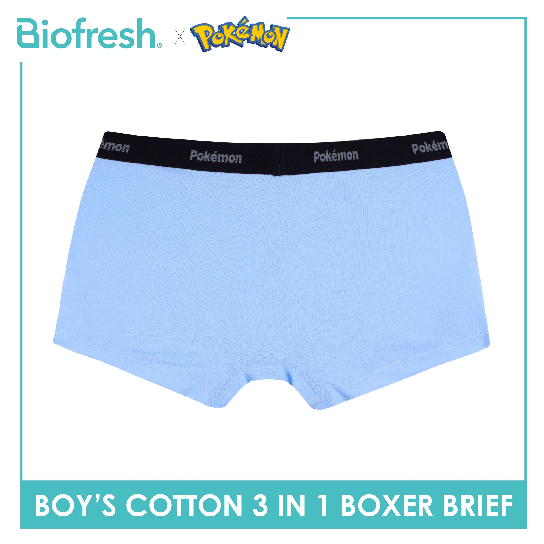 Biofresh | Pokemon Boys’ Antimicrobial Cotton Boxer Brief 3 pieces in a pack PKBBBG532
