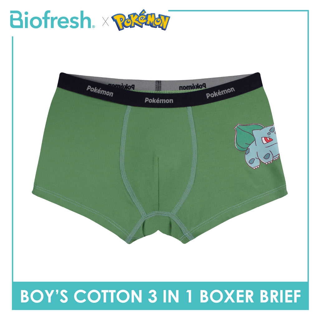 Biofresh | Pokemon Boys’ Antimicrobial Cotton Boxer Brief 3 pieces in a pack PKBBBG532