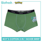 Biofresh | Pokemon Boys’ Antimicrobial Cotton Boxer Brief 3 pieces in a pack PKBBBG532