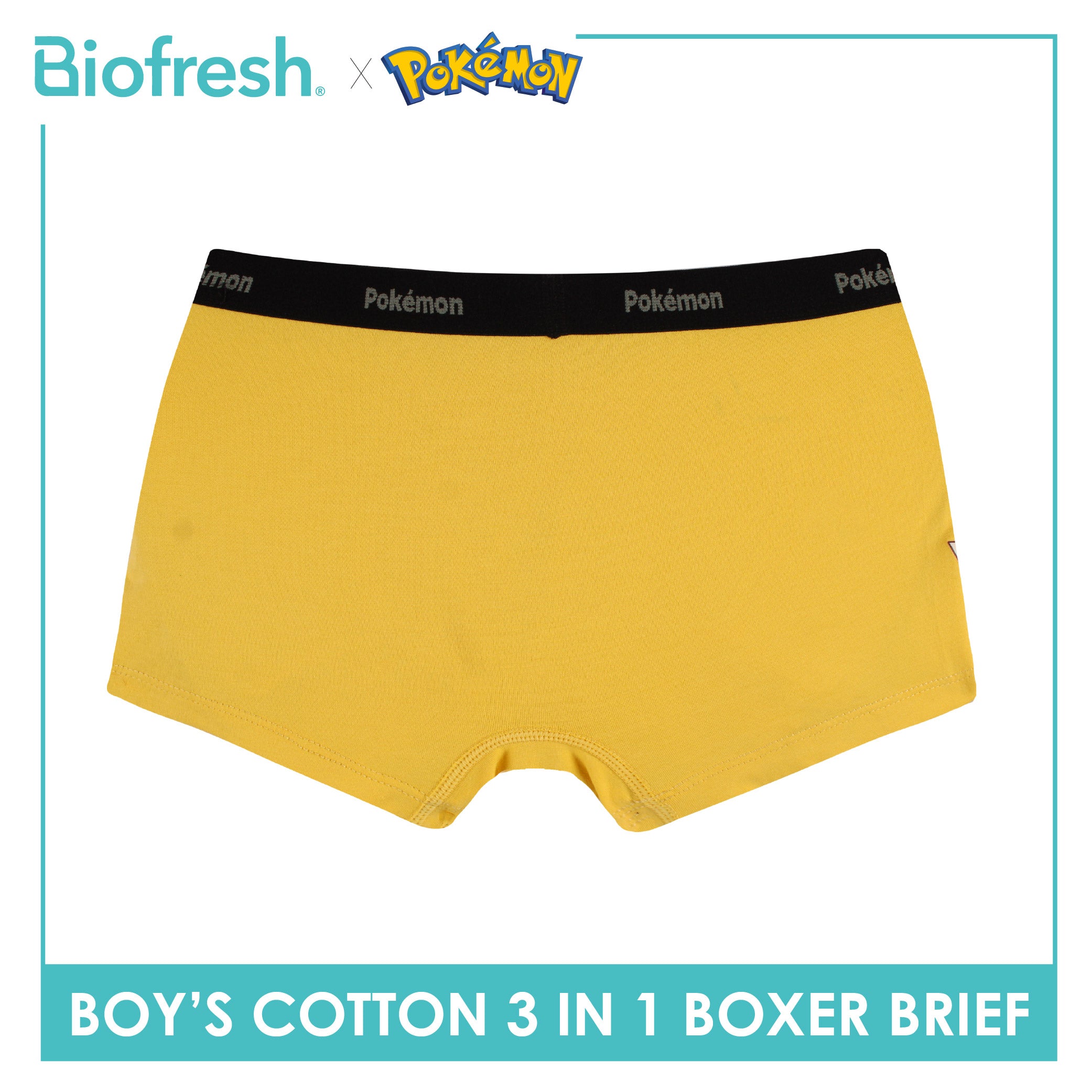 Biofresh | Pokemon Boys’ Antimicrobial Cotton Boxer Brief 3 pieces in a pack PKBBBG533