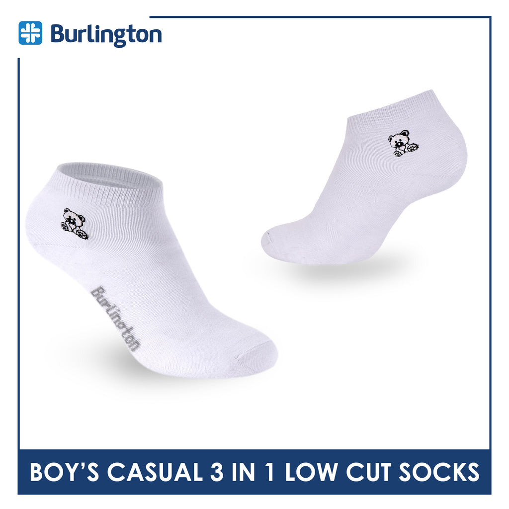 Burlington | Bearlington Boys’ Cotton Embroidered Casual Low Cut Socks 3 pairs in a pack TBBCE1