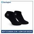Burlington | Bearlington Boys’ Cotton Embroidered Casual Low Cut Socks 3 pairs in a pack TBBCE1