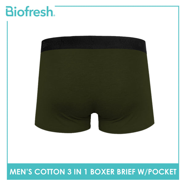 Biofresh Men's Antimicrobial Cotton Boxer Brief with Pocket 3 pieces in a pack UMBBG531