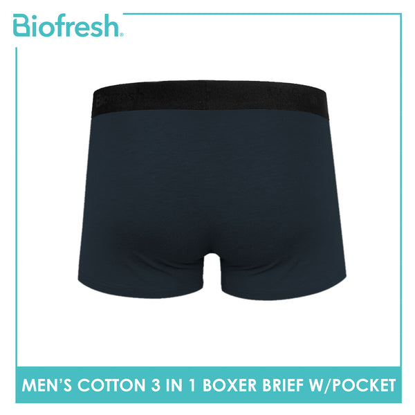 Biofresh Men's Antimicrobial Cotton Boxer Brief with Pocket 3 pieces in a pack UMBBG531