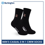 Burlington | Bearlington Men's Cotton Embroidered Casual Crew Socks 3 pairs in a pack TBME148
