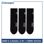 Burlington | Bearlington Men's Cotton Embroidered Casual Crew Socks 3 pairs in a pack TBME148