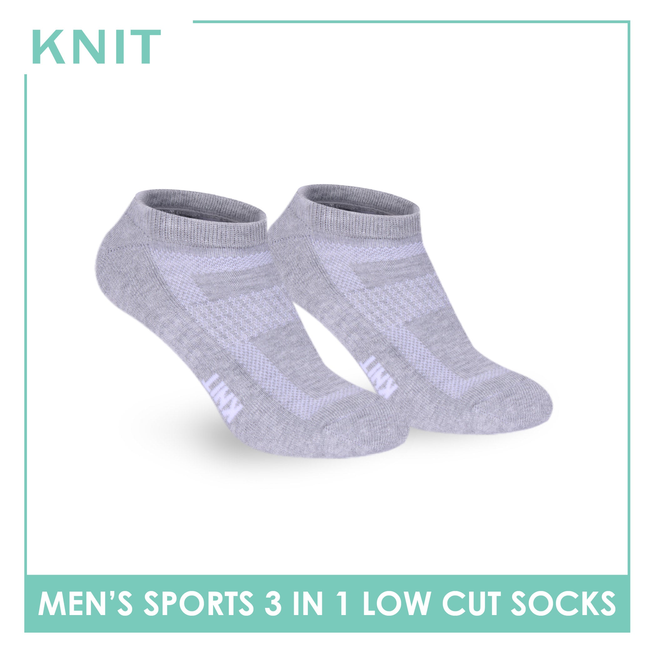Knit Men's Cotton Thick Sports Low Cut Socks 3 pair in 1 pack KMSKG7