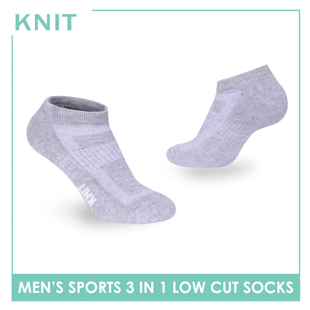 Knit Men's Cotton Thick Sports Low Cut Socks 3 pair in 1 pack KMSKG7