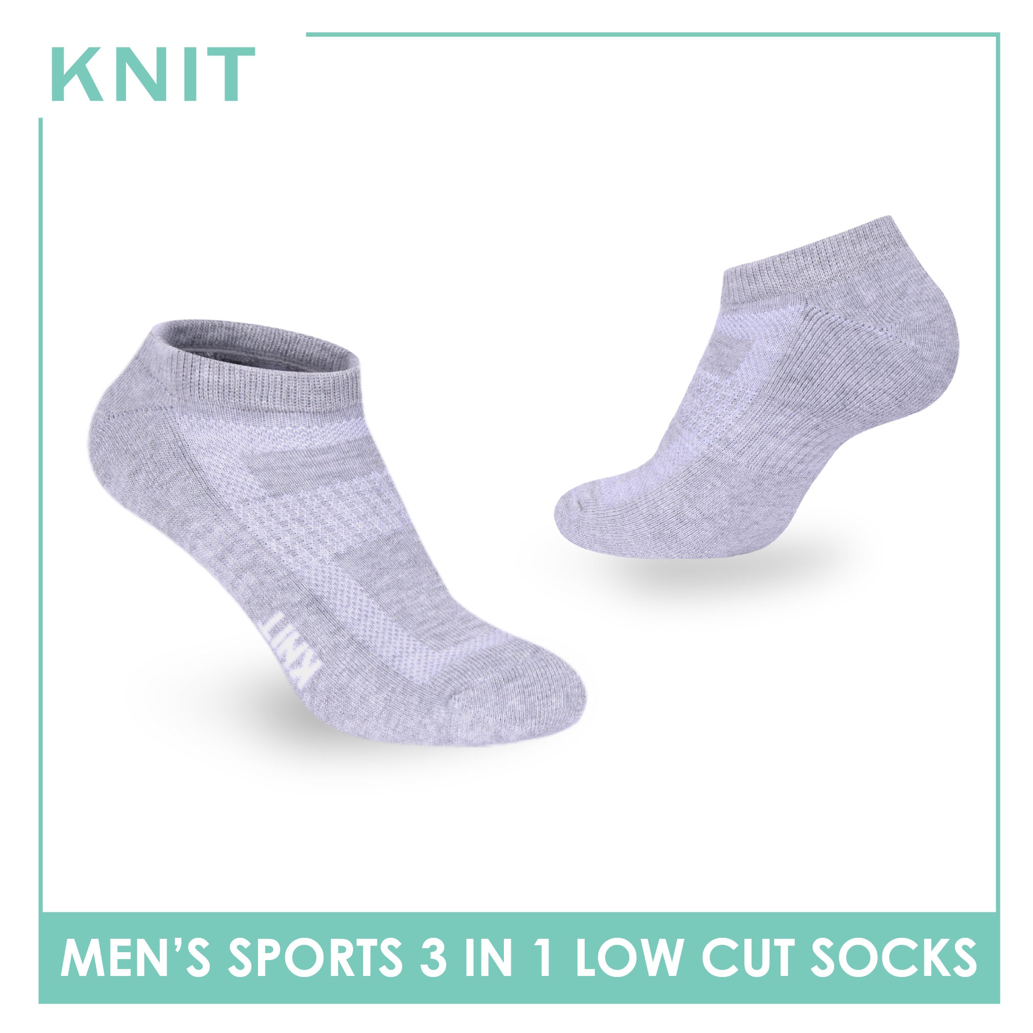 Knit Men's Cotton Thick Sports Low Cut Socks 3 pair in 1 pack KMSKG7