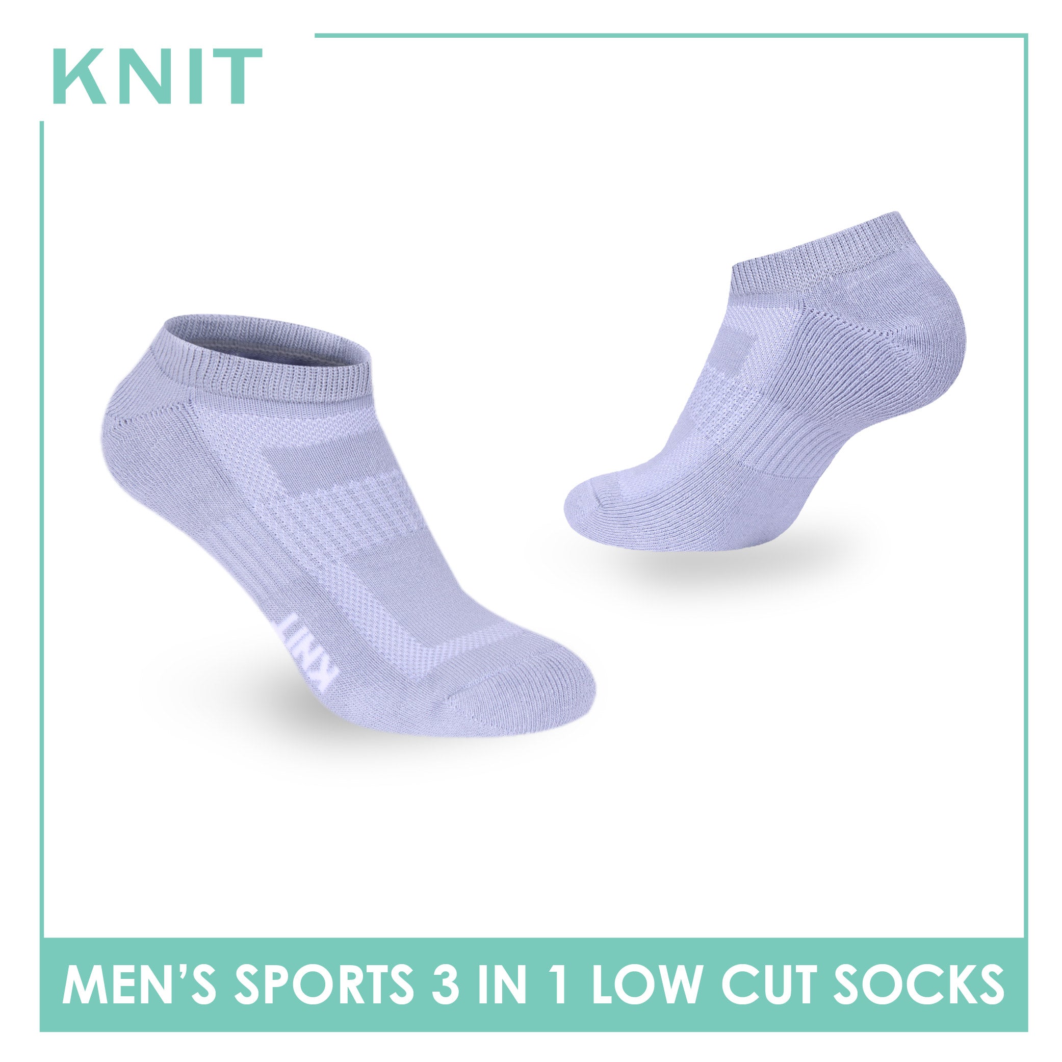 Knit Men's Cotton Thick Sports Low Cut Socks 3 pair in 1 pack KMSKG7