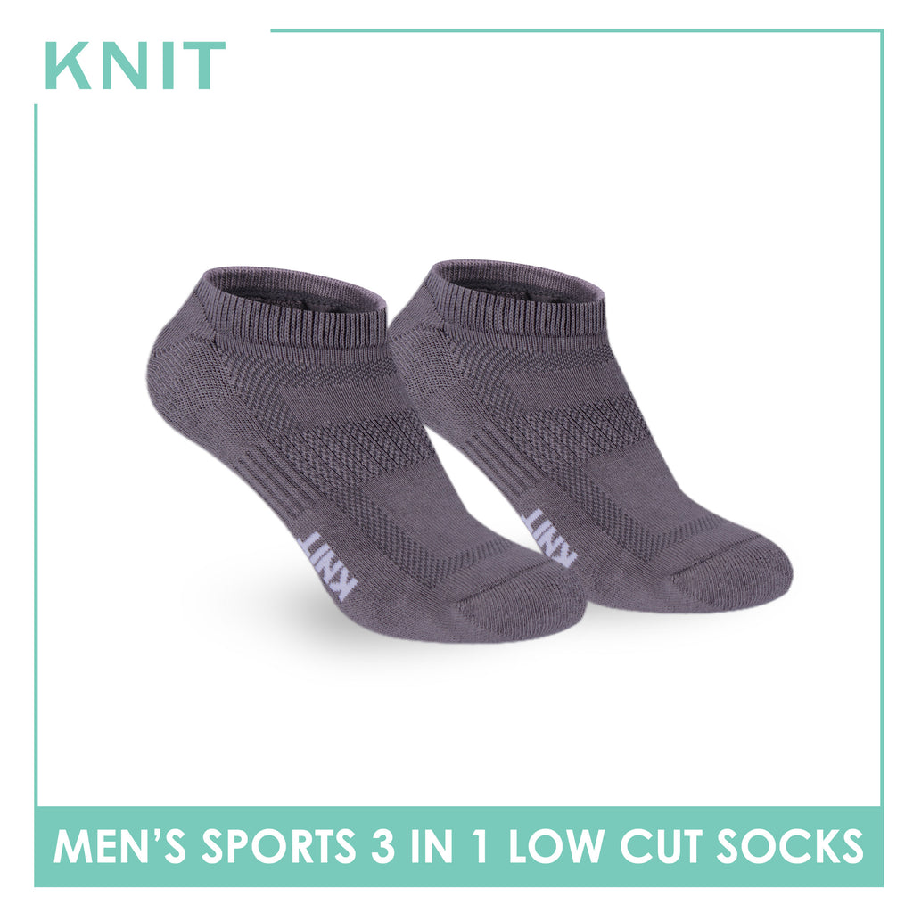 Knit Men's Cotton Thick Sports Low Cut Socks 3 pair in 1 pack KMSKG7