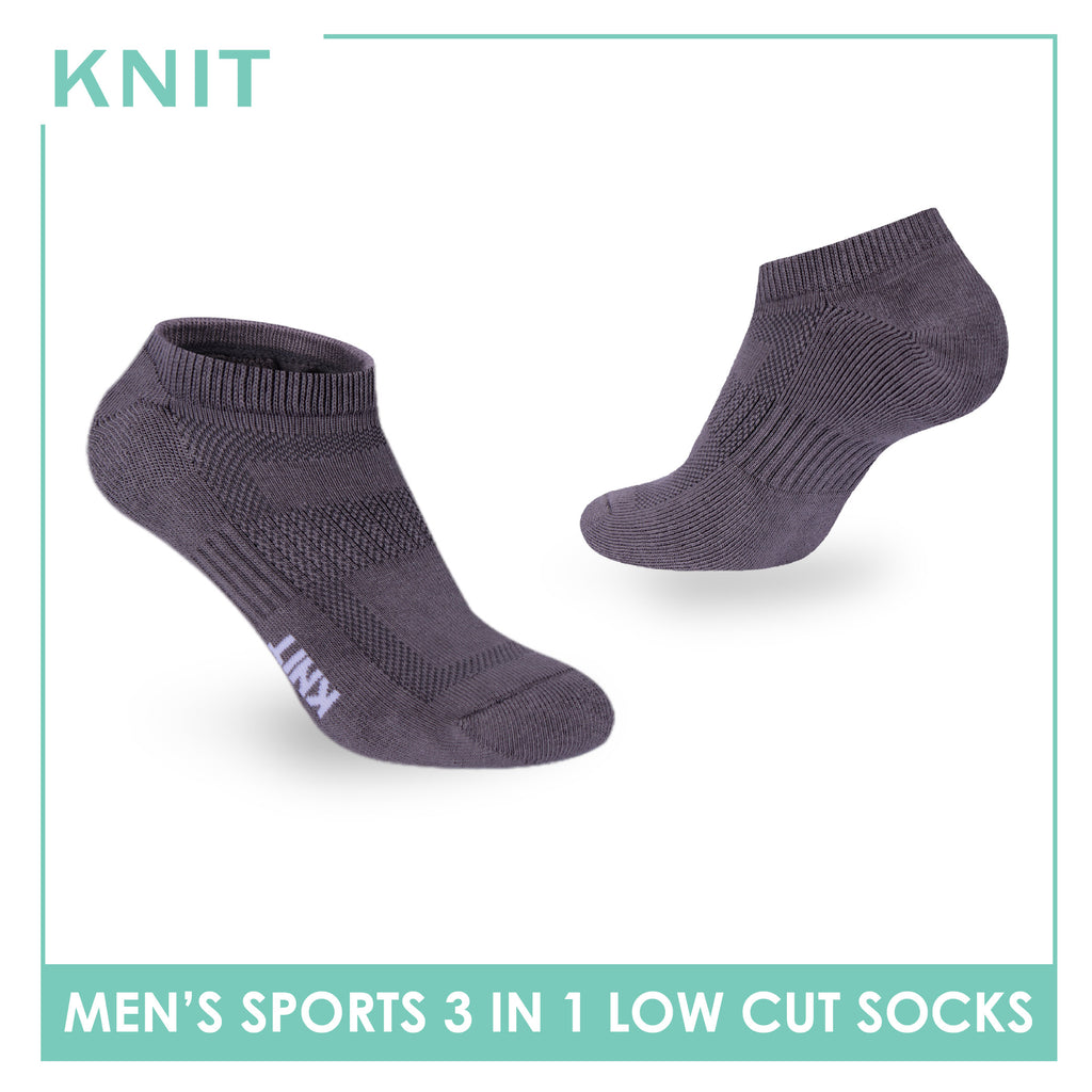 Knit Men's Cotton Thick Sports Low Cut Socks 3 pair in 1 pack KMSKG7