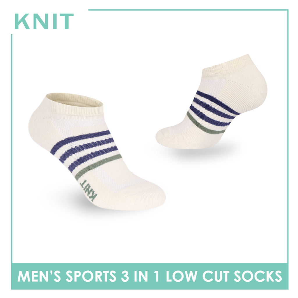 Knit Men's Cotton Thick Sports Low Cut Socks 3 pair in 1 pack KMSKG7