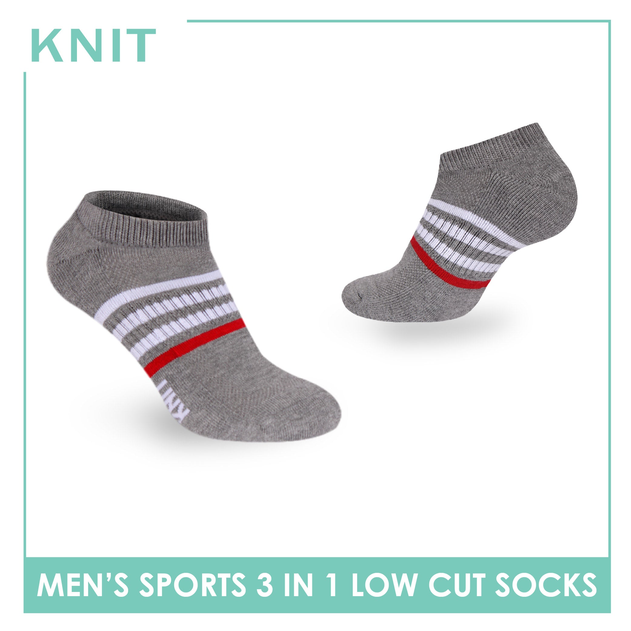 Knit Men's Cotton Thick Sports Low Cut Socks 3 pair in 1 pack KMSKG7