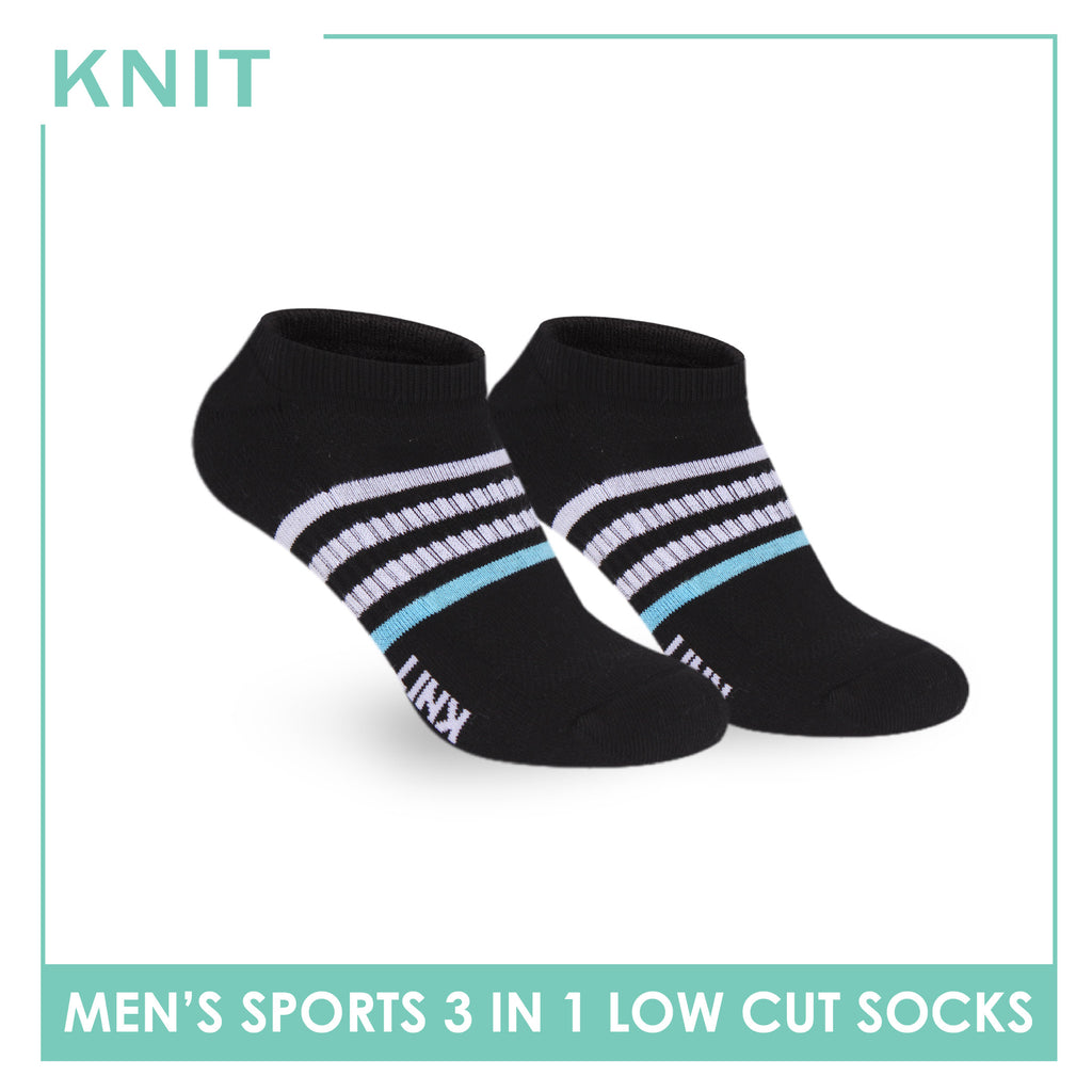 Knit Men's Cotton Thick Sports Low Cut Socks 3 pair in 1 pack KMSKG7
