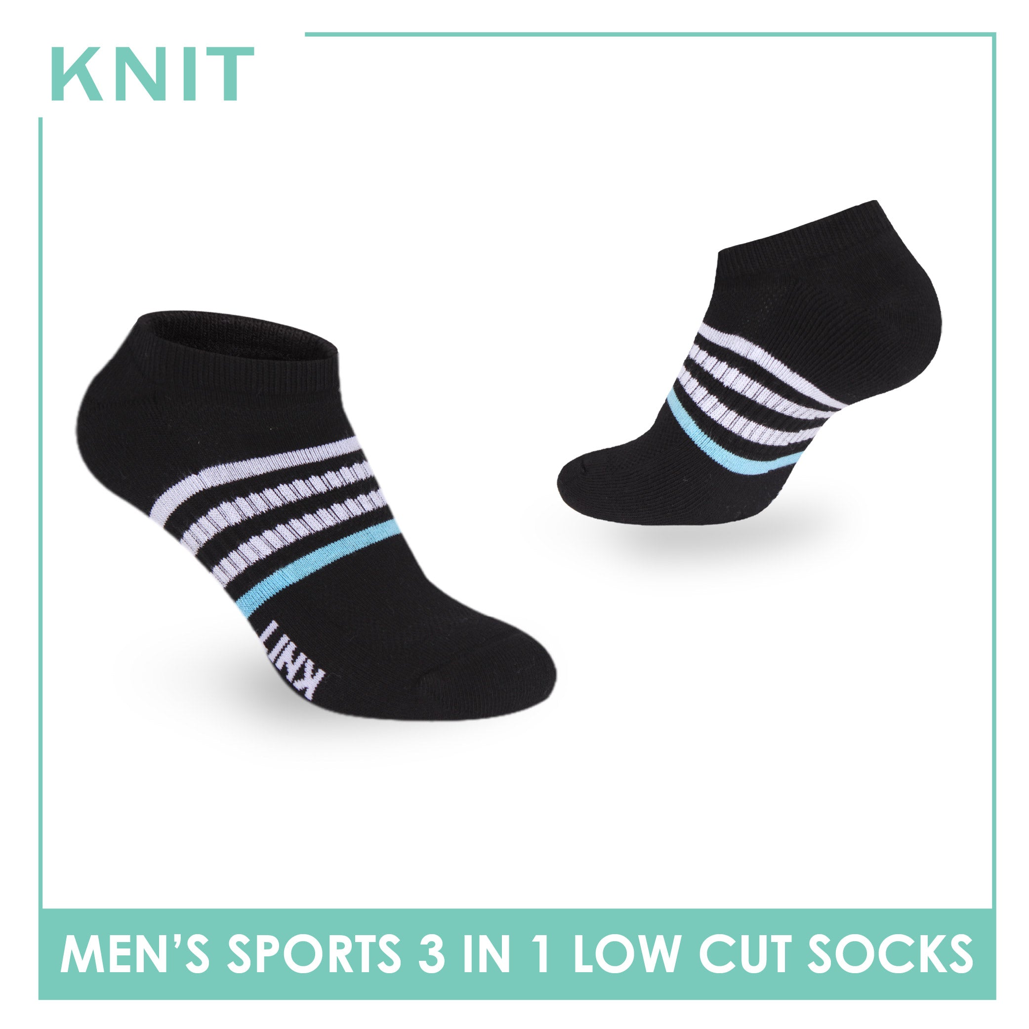 Knit Men's Cotton Thick Sports Low Cut Socks 3 pair in 1 pack KMSKG7