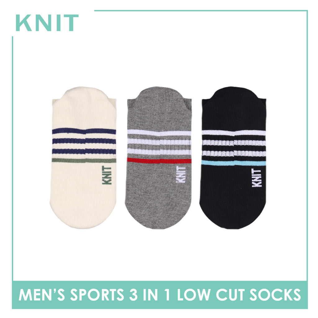 Knit Men's Cotton Thick Sports Low Cut Socks 3 pair in 1 pack KMSKG7
