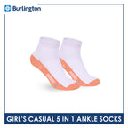 Burlington Girls’ Cotton Thin Casual Ankle Socks 5 pairs in 1 pack BGCKG2F