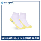 Burlington Girls’ Cotton Thin Casual Ankle Socks 5 pairs in 1 pack BGCKG2F