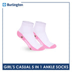 Burlington Girls’ Cotton Thin Casual Ankle Socks 5 pairs in 1 pack BGCKG2F